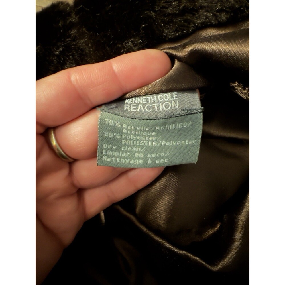 Vintage Kenneth Cole Reaction Dark Brown Faux Fur Beret Satin Lined One Size - Picture 5 of 5